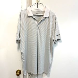 Nike Golf, grey & white striped golf shirt XL 163